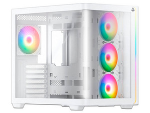 Gabinete MUNFROST Hirow, Mid Tower, ATX, Incluye 4 Ventiladores ARGB de 120mm, Panel de Cristal Templado, ARGB Sync, No Incluye Fuente de Poder. Color Blanco.