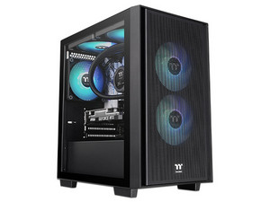 Gabinete Thermaltake Versa H16 TG ARGB, Mid-Tower, Micro ATX, Vidrio Templado, 3 Ventiladores x 120mm, (No incluye Fuente de Poder), Color Negro.