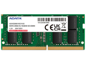 Memoria SODIMM ADATA Premier, DDR4 PC4-21300 (2666MHz), CL19, 16GB.