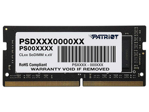 Memoria SODIMM Patriot Signature, DDR4 PC4-25600 (3200MHz), CL22, 16GB.