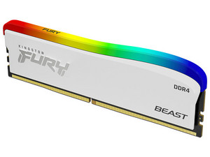 Memoria DIMM Kingston Fury Beast RGB DDR4, PC4-25600 (3200MHz), CL16, 8 GB. Color Blanco