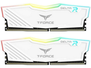 Kit de Memorias DIMM Teamgroup T Force DELTA RGB, DDR4, PC4-25600 (3200MHz), CL16, 16GB (2x8GB). Color Blanco.