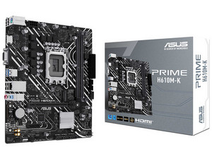T. Madre ASUS Prime H610M-K,
Chipset Intel H610,
Segmento: Básico,
Soporta: Procesadores Intel Core 12 y 13 Gen, Socket LGA 1700,
RAM: DDR5 4800,5000,5200,5400,5600 MHz,
Almacenamiento: M.2, SATA 3.0,
Audio HD, Red,
Micro-ATX, Ptos: 1x PCIe 4.0 x16
