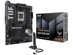 T. Madre ASUS TUF GAMING X870-PLUS WIFI: Chipset X870, 
Segmento: Alto/Gamer,
Soporta AMD Ryzen 9000/ 8000 & 7000, Socket AM5,
Memoria: DDR5 8000,6400, 6000 MHz, 192GB Max,
Audio HD,Wi-Fi 7, USB 4.0, SATA 3.0, M.2, 
ATX, PCIe 5.0