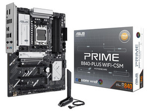 T. Madre ASUS PRIME B840 PLUS WIFI-CSM: Chipset AMD B840, 
Soporta: Procesadores AMD Serie 9000, 8000 y 7000, Socket AM5,
Memoria: DDR5 7600/5600/4800MHz, 256GB Max,
Integrado: Wi-Fi, USB, M.2, 
ATX, Ptos: 1xPCIE4.0x16.