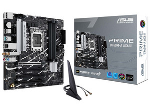 T. Madre ASUS PRIME B760M-A AX6 II, 
Chipset Intel B760, 
Segmento: Alto,
Soporta Procesadores Intel Core i9, i7, i5, i3, Celeron, Pentium, Socket LGA 1700, 
Memoria DDR5 hasta 6000(OC) MHz, 
Wi-Fi 6, M.2, 
Micro ATX. Ptos: 4xPCIE4.0x16