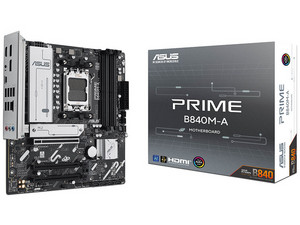 T. Madre ASUS PRIME B840M-A, 
Chipset AMD B840,
Segmento: Alto,
Soporta: Procesadores AMD Serie 9000, 8000 y 7000, Socket AM5, 
Memoria: DDR5 7600/5600/4800MHz, 256GB Max, 
Integrado: USB, M.2, 
Micro-ATX, Ptos: 1xPCIE4.0x16.