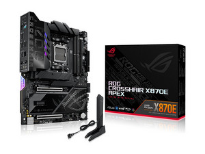 T. Madre ASUS ROG CROSSHAIR X870E Apex,
Chipset AMD X870E,
Segmento: Alto/Gamer,
Soporta: Procesadores AMD Serie 9000, 8000 y 7000, Socket AM5, 
RAM: DDR5 8400/8000 MHz, 128GB Max,
Wi-Fi 7, USB-C 3.2, M.2, 
ATX, Ptos: 2xPCIe5.0x16.