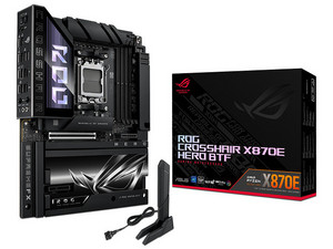 T. Madre Asus ROG CROSSHAIR X870E HERO BTF, 
Chipset X870E, 
Segmento: Alto/Gamer, 
Soporta: Procesadores AMD Ryzen 9000/8000/7000, Socket AM5, 
Memoria: DDR5 8200 MHz, Hasta 256GB, 
Integrado: Wi-Fi, Audio, HDMI, M.2, 
ATX, Ptos: 1xPCIEx16 5.0.