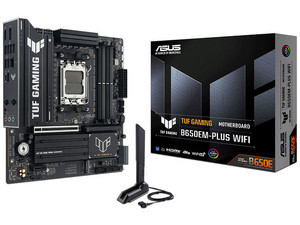T. Madre ASUS TUF GAMING B650EM-PLUS WIFI,
Chipset AMD B650, 
Segmento: Alto/Gamer,
Soporta: Procesadores AMD Serie 9000, 8000 y 7000, Socket AM5,
Memoria: DDR5 8000 MHz, 256GB Max, 
Wi-Fi, USB, M.2, 
m-ATX, Ptos: 1xPCIe5.0x16, 1xPCIe4.0x16.