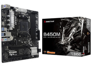 T. Madre Biostar B450MX-S, 
Chipset AMD B450,
Segmento: Medio,
Soporta: AMD Ryzen 3ra 4ta y 5ta Generación, Socket AM4,
RAM: DDR4 4333/3200/2133MHz, 128GB Max,
Integrado: Audio HD, Red, USB 3.0,
SATA 3.0, M.2,
Micro-ATX, 1xPCIE3.0x16, 1xPCIE 2.0x1