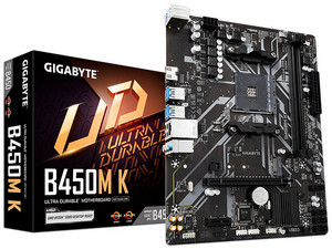 T. Madre Gigabyte B450M K, Chipset AMD B450,
Soporta: AMD Ryzen 3ra, 4ta y 5ta Generación,
Memoria: DDR4 3600(O.C.)/ 2933/ 2133 MHz, 64GB Max,
Integrado: Audio HD, Red, USB 3.0, SATA 3.0, M.2,
MicroATX, Ptos: 1xPCIE3.0x16, 1xPCIEx1.
