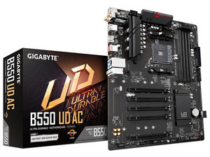T. Madre GIGABYTE B550 UD AC:
Chipset AMD B550,
Segmento: Básico,
Soporta: AMD Ryzen 3ra, 4ta y 5ta Generación, Socket AM4,
Memoria: DDR4 4733/3200/2133 MHz, 128GB Max,
Integrado: Audio HD, Red, USB y SATA 3.0, M.2,
ATX, Ptos: 1xPCIEx4.0x16