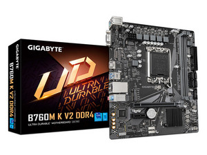 T. Madre GIGABYTE B760M K V2 DDR4: 
Chipset Intel B760,
Segmento: Alto,
Procesadores Intel 14va y 13va Generación, Socket 1700,
RAM: DDR4 3200/2666/2133MHz, 64GB Max,
Audio HD, Red, USB 3.2 y SATA,
M.2, Micro-ATX, Puertos: 1xPCIE4.0x16, 1xPCIE3.0x1
