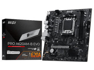 T. Madre MSI PRO A620AM-B EVO,
Chipset AMD A620,
Segmento: Básico,
Soporta: Procesador AMD Ryzen 7ma, 8va y 9na Generación, Socket AM5,
RAM: DDR5 6800/4800 MHz, 128GB Max,
Audio HD, Red, USB, SATA 3.0, M.2,
Micro-ATX, Ptos: PCIe 4.0 x16.
