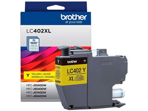 Cartucho de tinta Brother LC402XL, Súper alto rendimiento hasta 1500 Páginas, Color Amarillo.