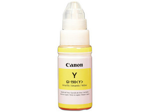 Botella de Tinta Canon color Amarillo, para Impresoras Pixma. Modelo: GI-190Y.