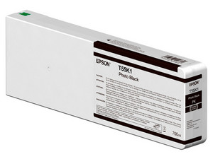 Tinta Epson UltraChrome HD 700 ml, Color Negro, Modelo: T55K100.