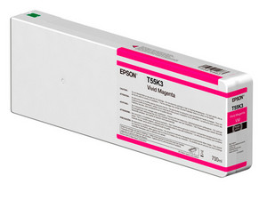 Tinta Epson UltraChrome HD 700 ml, Color Magenta, Modelo: T55K300.
