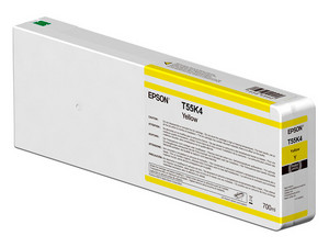 Tinta Epson UltraChrome HD 700 ml, Color Amarillo, Modelo: T55K400.
