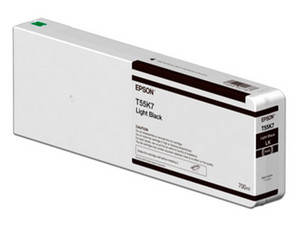 Cartucho de tinta Epson UltraChrome HD Negro Claro, Modelo: T55K700.
