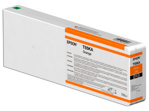 Cartucho de tinta Epson UltraChrome HD Naranja, Modelo: T55KA00.
