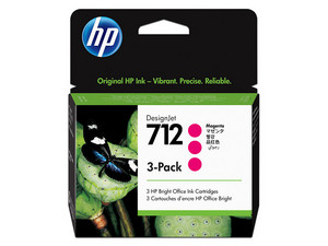 Pack de 3 cartuchos de tinta HP DesignJet 712 Magenta Original (3ED78A).