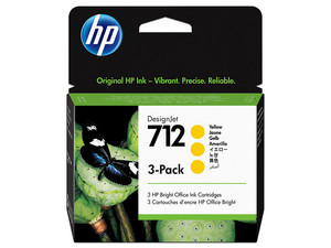 Pack de 3 cartuchos de tinta HP DesignJet 712 Amarillo Original (3ED79A).