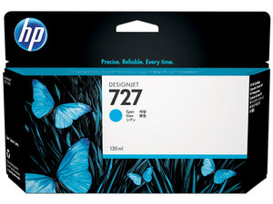 Cartucho de Tinta HP 727 Cian, Modelo: B3P19A, 130 ml.