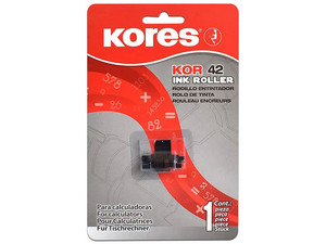Rodillo Entintado Kores KOR-42, Para Sumadoras, Color Rojo y Negro.