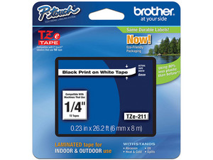 Cinta Laminada Brother TZE211G, Negro-Blanco, Cartucho P-touch, 8 mts.
