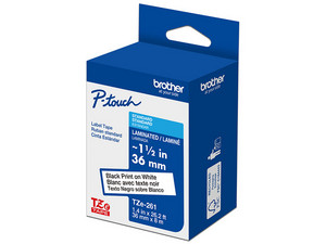 Cinta Laminada Brother, TZE261G, Texto Negro Sobre Cinta Blanca, 36mm x 8m.