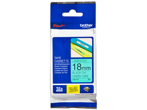 Cinta Brother TZE741 Negro sobre Verde de 18mm x 8m.