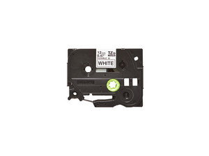 Cinta Brother, TZEFX231G Flexible 12mm x 8m, Texto Negro sobre Fondo Blanco.
