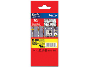 Cinta Brother Extra Resistente, Negro sobre Amarillo, P-Touch, Modelo: TZES661.