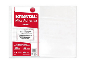 Mica Adhesiva Janel, Dimensiones 50 x 65 cm. Bolsa con 5 Hojas, Color Blanco.