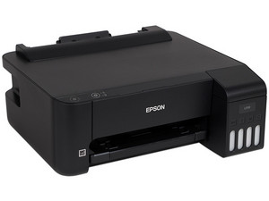 Impresora de Sistema de Tanques de Tinta a Color Epson EcoTank L1110,  Resolución hasta 5760 x 1440 dpi, USB. Empaque original desgastado, tinta  instalada, producto con desgaste y uso visible