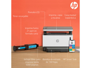 Multifuncional HP Neverstop 1200w con Sistema de Tanque de Toner, impresora  láser monocromática, copiadora, escáner, USB, Wi-Fi.