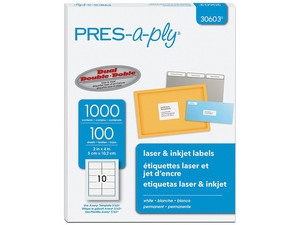 Paquete de Etiquetas Avery 30603 con 1000 Etiquetas de 2" x 4 1/2". Color Blanco.