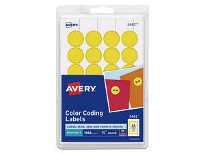 Paquete de Etiquetas redondas Avery 2104, 24 hojas, 1.9 cm diámetro, Color Amarillo.