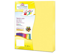 Papel cortado Eurocolors EC0002 tamaño Carta, 100 piezas. Color Amarillo.