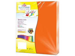 Papel cortado Eurocolors EC0096 tamaño Carta, 100 piezas. Color Naranja.