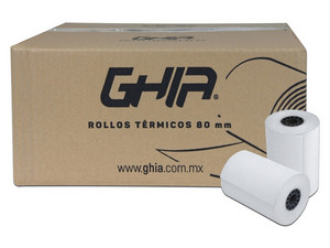 Rollo de papel térmico CTG80N de 80 x 70 mm. Color Blanco. (Reacción Negro)