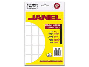 Paquete de Etiquetas Janel Clásica N 7, 500 Etiquetas (25 x 38 mm), Color Blanco.