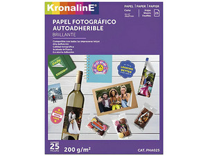 Papel Fotográfico Kronaline PHA025, Paquete de 25 Hojas, Tamaño Carta, Auto adherible.