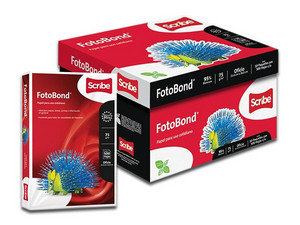 Papel Fotobond Scribe, 5000 hojas, Tamaño Oficio, Blancura 95%, 0.75 gr, 21.59 x 34 cm. Caja con 10 resmas.