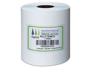 Rollo de Papel Térmico Pinos Altos, 76 x 70 mm, Caja con 50 Rollos.