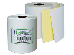 Rollo de Papel Bond Transformadora Pinos Altos RTA7670 de 76 x 70mm, color blanco. Paquete con 50 piezas