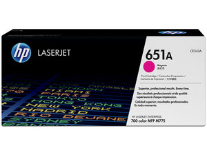 Cartucho de tóner HP 651A LaserJet, Magenta, Modelo: CE343A.