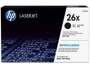 Tóner para impresora HP 26X Negro Alto rendimiento Laserjet Original (CF226X).